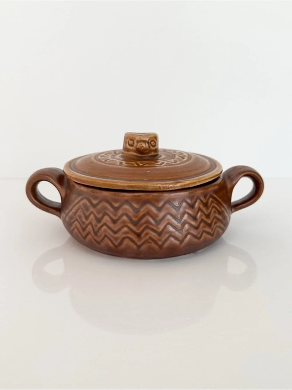 Vintage Hall China 1793 Eagle Nest Brown Covered Casserole Soup Bowl With Lid